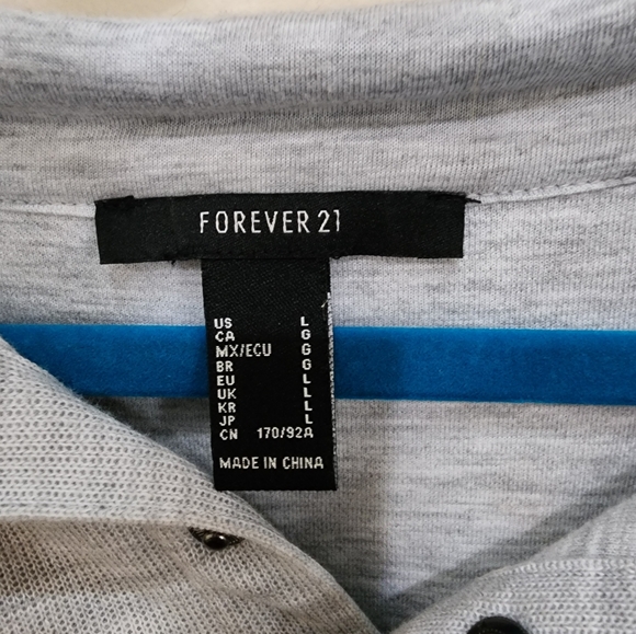 Forever 21 Heathered gray and blue New York drop shoulder collared sweater L - Picture 8 of 8